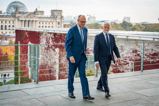 Chancellor Friedrich Merz welcomes Petr Pavel, President of the Czech Republic, to the Federal Chancellery; Czech President at the Federal Chancellery, Berlin, Germany; Berlin, Berlin, Germany; Federal Chancellery