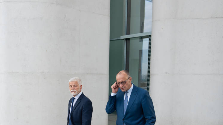 Chancellor Friedrich Merz welcomes Petr Pavel, President of the Czech Republic, to the Federal Chancellery; Czech President at the Federal Chancellery, Berlin, Germany; Berlin, Berlin, Germany; Federal Chancellery