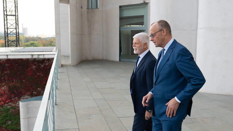 Chancellor Friedrich Merz welcomes Petr Pavel, President of the Czech Republic, to the Federal Chancellery; Czech President at the Federal Chancellery, Berlin, Germany; Berlin, Berlin, Germany; Federal Chancellery