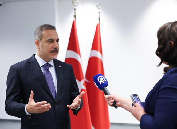 Turkish Foreign Minister Hakan Fidan BRUSSELS, BELGIUM - OCTOBER 21 : (----EDITORIAL USE ONLY MANDATORY CREDIT - TURKISH FOREIGN MINISTRY HANDOUT - NO MARKETING NO ADVERTISING CAMPAIGNS - DISTRIBUTED AS A SERVICE TO CLIENTS----) Turkish Foreign Minister Hakan Fidan speaks during an exclusive interview in Brussels, Belgium on October 21, 2026. Turkish Foreign Ministry Anadolu Brussels Belgium. Editorial use only. Please get in touch for any other usage.  Copyright: x2026xAnadoluxTurkishxForeignxMinistryx