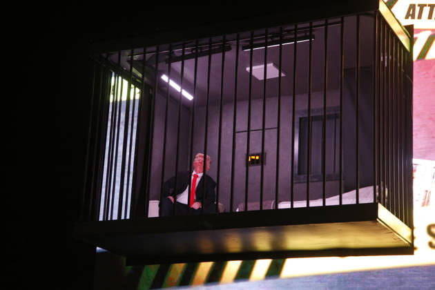 Actor impersonating Trump placed behind symbolic bars in Tehran TEHRAN, IRAN - OCTOBER 21: (RESTRICTIONS: No Access Israel Media Persian Language TV Stations Outside Iran Strictly No Access BBC Persian VOA Persian Manoto TV Iran International TV) An actor impersonating U.S. President Donald Trump stands behind symbolic prison bars set up inside an interactive billboard frame at Tajrish Square in Tehran, Iran. The installation drew significant attention from passersby and caused notable traffic congestion in the area as onlookers gathered to take photos. Fatemeh Bahrami Anadolu Tehran Iran. Editorial use only. Please get in touch for any other usage.  Copyright: x2026xAnadoluxFatemehxBahramix