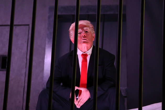 Actor impersonating Trump placed behind symbolic bars in Tehran TEHRAN, IRAN - OCTOBER 21: (RESTRICTIONS: No Access Israel Media Persian Language TV Stations Outside Iran Strictly No Access BBC Persian VOA Persian Manoto TV Iran International TV) An actor impersonating U.S. President Donald Trump stands behind symbolic prison bars set up inside an interactive billboard frame at Tajrish Square in Tehran, Iran. The installation drew significant attention from passersby and caused notable traffic congestion in the area as onlookers gathered to take photos. Fatemeh Bahrami Anadolu Tehran Iran. Editorial use only. Please get in touch for any other usage.  Copyright: x2026xAnadoluxFatemehxBahramix