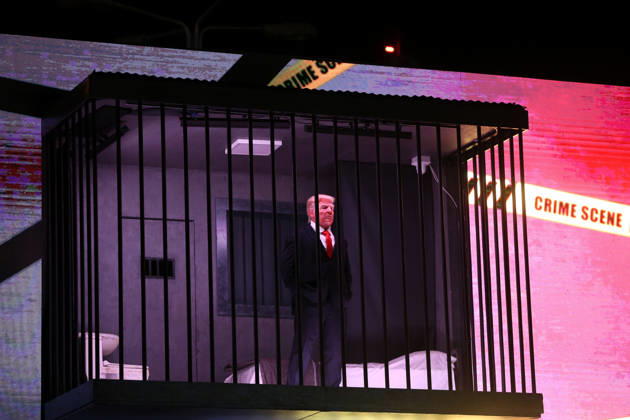 Actor impersonating Trump placed behind symbolic bars in Tehran TEHRAN, IRAN - OCTOBER 21: (RESTRICTIONS: No Access Israel Media Persian Language TV Stations Outside Iran Strictly No Access BBC Persian VOA Persian Manoto TV Iran International TV) An actor impersonating U.S. President Donald Trump stands behind symbolic prison bars set up inside an interactive billboard frame at Tajrish Square in Tehran, Iran. The installation drew significant attention from passersby and caused notable traffic congestion in the area as onlookers gathered to take photos. Fatemeh Bahrami Anadolu Tehran Iran. Editorial use only. Please get in touch for any other usage.  Copyright: x2026xAnadoluxFatemehxBahramix