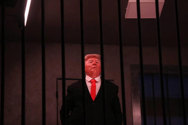 Actor impersonating Trump placed behind symbolic bars in Tehran TEHRAN, IRAN - OCTOBER 21: (RESTRICTIONS: No Access Israel Media Persian Language TV Stations Outside Iran Strictly No Access BBC Persian VOA Persian Manoto TV Iran International TV) An actor impersonating U.S. President Donald Trump stands behind symbolic prison bars set up inside an interactive billboard frame at Tajrish Square in Tehran, Iran. The installation drew significant attention from passersby and caused notable traffic congestion in the area as onlookers gathered to take photos. Fatemeh Bahrami Anadolu Tehran Iran. Editorial use only. Please get in touch for any other usage.  Copyright: x2026xAnadoluxFatemehxBahramix