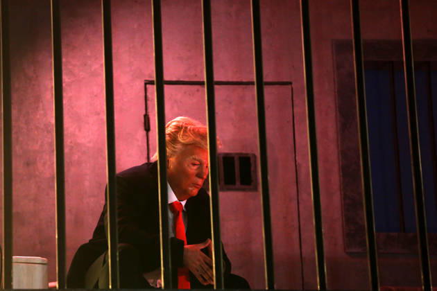 Actor impersonating Trump placed behind symbolic bars in Tehran TEHRAN, IRAN - OCTOBER 21: (RESTRICTIONS: No Access Israel Media Persian Language TV Stations Outside Iran Strictly No Access BBC Persian VOA Persian Manoto TV Iran International TV) An actor impersonating U.S. President Donald Trump stands behind symbolic prison bars set up inside an interactive billboard frame at Tajrish Square in Tehran, Iran. The installation drew significant attention from passersby and caused notable traffic congestion in the area as onlookers gathered to take photos. Fatemeh Bahrami Anadolu Tehran Iran. Editorial use only. Please get in touch for any other usage.  Copyright: x2026xAnadoluxFatemehxBahramix