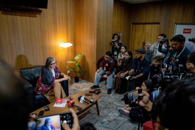 October 21, 2026, Jakarta, Indonesia: JAKARTA, INDONESIA - OCTOBER 21, 2026 Ã¢â‚¬ Francesca Albanese, UN Special Rapporteur on the Occupied Palestinian Territory, answers questions from journalists during a press conference at Graha Bhakti Budaya, Taman Ismail Marzuki, in Central Jakarta. The press conference was part of an event organized by Amnesty International Indonesia titled Ã¢â‚¬oeHonoring Palestinian sumud in the midst of genocide, with Francesca Albanese.Ã¢â‚¬Â Usman Hamid, Executive Director of Amnesty International Indonesia, joined Albanese during the press conference. Journalists asked Albanese about the international response to the situation in Palestine, the measures states should take to uphold international law and ens  - ZUMAq101 20261021_zna_q101_195 Copyright: xAddixSetyawanx