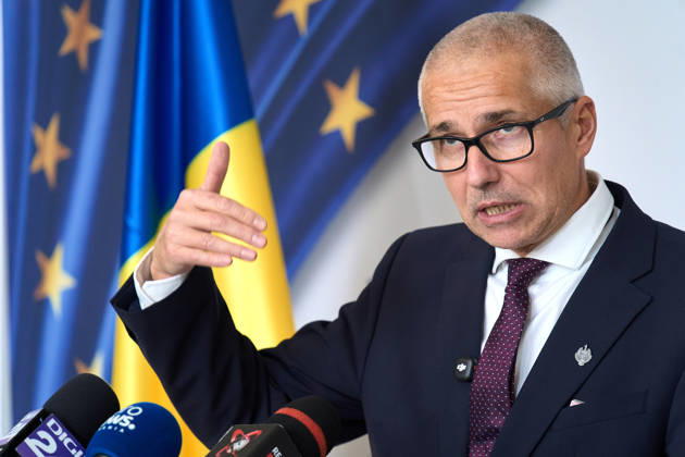 Radu Marinescu, Romanian Minister of Justice, Press Conference Bucharest, Romania. 21st Oct, 2026: Radu Marinescu, Minister of Justice, holds a press conference at the ministry s headquarters. Bucharest Romania Copyright: xLucianxAlecux
