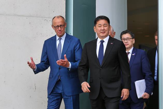 Berlin, Germany, October 21, 2026; Federal Chancellery: Reception for the President of Mongolia; Federal Chancellor Friedrich Merz (CDU) and Ukhnaa Khurelsukh Copyright: xdtsxNachrichtenagenturx dts_140169