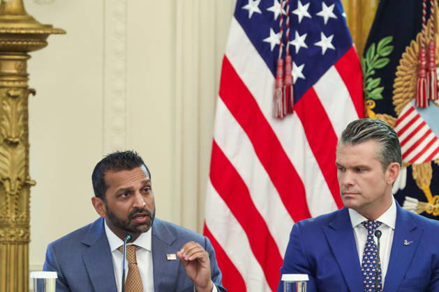 DC: Trump Roundtable on Cybercrime Against Seniors Kash Patel, Director, Federal Bureau of Investigation (FBI) speaks as United States Secretary of War Pete Hegseth, listens during a roundtable discussion on cybercrime in the East Room of the White House on October 21, 2026 in Washington, D.C. The administration is fighting back against foreign-based organized criminal organizations that exploit Americans in cyberspace and their scam centers and fraud schemes. Credit: CNP AdMedia EDITORIAL USE ONLY  Copyright: xx AdMediax admphotosthree021213
