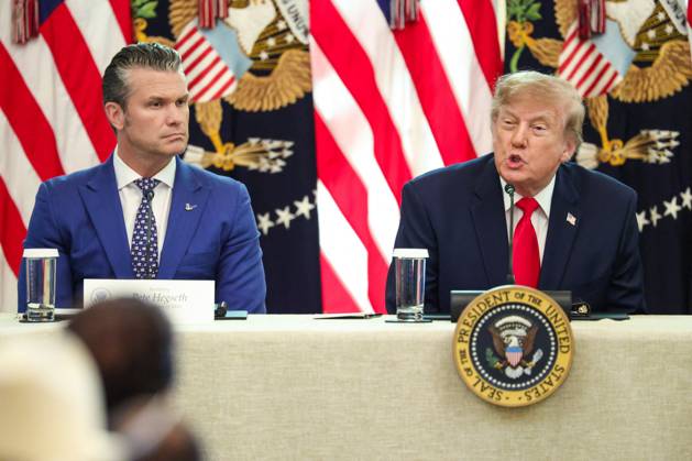 DC: Trump Roundtable on Cybercrime Against Seniors United States President Donald J Trump makes remarks as he hosts a Roundtable on Protecting American Families and Seniors from Cybercrime, in the East Room of the White House in Washington, DC, USA, on Wednesday, October 21, 2026. Credit: Ron Sachs CNP MediaPunch. 21 Oct 2026 Pictured: United States Secretary of War Pete Hegseth, listens as US President Donald Trump speaks during a roundtable discussion on cybercrime in the East Room of the White House on October 21, 2026 in Washington, D.C. The administration is fighting back against foreign-based organized criminal organizations that exploit Americans in cyberspace and their scam centers and fraud schemes. Credit: Samuel Corum Poo  Copyright: xThexMegaxAgencyxCNPx xMediaPunchx xMEGAx