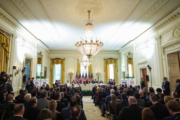DC: Trump Roundtable on Cybercrime Against Seniors United States President Donald J Trump makes remarks as he hosts a Roundtable on Protecting American Families and Seniors from Cybercrime, in the East Room of the White House in Washington, DC, USA, on Wednesday, October 21, 2026. Credit: Ron Sachs CNP MediaPunch. 21 Oct 2026 Pictured: United States President Donald J Trump, center, speaks as, from left to right: Kash Patel, Director, Federal Bureau of Investigation (FBI), US Secretary of War Pete Hegseth, US Attorney General Todd Blanche and US Secretary of Homeland Security (DHS) Markwayne Mullin, listen during a roundtable discussion on cybercrime in the East Room of the White House on October 21, 2026 in Washington, D.C. The admini  Copyright: xThexMegaxAgencyxCNPx xMediaPunchx xMEGAx