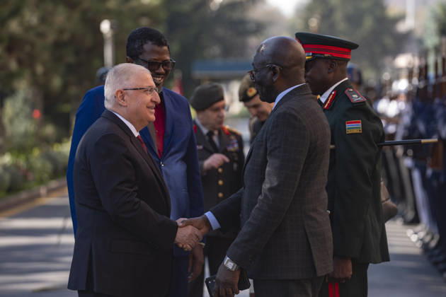 Yasar Guler - Baboucarr Ousmaila Joof meeting in Ankara ANKARA, TURKIYE - OCTOBER 22: Turkish National Defense Minister Yasar Guler welcomes Minister of Defense of the Republic of The Gambia Baboucarr Ousmaila Joof with an official military ceremony at the Ministry of National Defense in Ankara, Turkiye on Thursday, October 22, 2026. Osmancan Gurdogan Anadolu Ankara Turkey. Editorial use only. Please get in touch for any other usage.  Copyright: x2026xAnadoluxOsmancanxGurdoganx