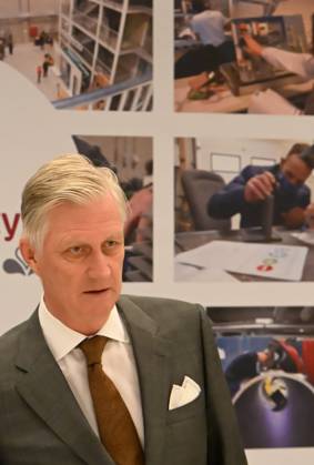 The King Visits Technicity Brussels ANDERLECHT, BELGIUM - OCTOBER 22 : King Philippe visits Technicity.brussels, the training and employment hub for the technology industry, in Anderlecht. Technicity.brussels was established through a public-private partnership and is aimed at job seekers, employees seeking retraining or further education, and students and teachers from secondary schools and colleges. The organization offers hands-on technical training and actively assists participants in finding a job. Companies can turn to it for continuing education for their staff or to rent modern technical infrastructure. During his visit, the King toured four training workshopselevator technology; HVAC and refrigeration technology; welding; and ele  Copyright: xBertxVanxDenxBrouckex