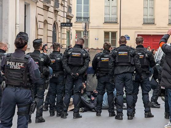 Students stage sit-in protest at Sciences Po Paris PARIS, FRANCE - OCTOBER 22: French gendarmerie officers form a security cordon as students stage a protest at Sciences Po Paris in Paris, France, on October 22, 2026. Officers holding riot shields face a crowd of protesters gathered on a street near the institution. Luc Auffret Anadolu Paris France. Editorial use only. Please get in touch for any other usage.  Copyright: x2026xAnadoluxLucxAuffretx