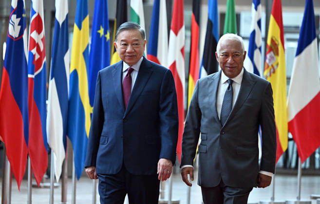 Vietnamese President To Lam - European Council President Costa meeting in Brussels BRUSSELS, BELGIUM - OCTOBER 22: Vietnamese President To Lam (L) meets with European Council President Antonio Costa (R) in Brussels, Belgium, on October 22, 2026. Dursun Aydemir Anadolu Brussels Belgium. Editorial use only. Please get in touch for any other usage.  Copyright: x2026xAnadoluxDursunxAydemirx