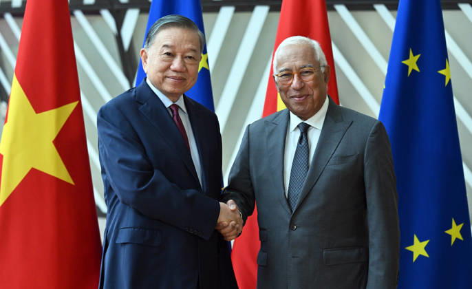 Vietnamese President To Lam - European Council President Costa meeting in Brussels BRUSSELS, BELGIUM - OCTOBER 22: Vietnamese President To Lam (L) meets with European Council President Antonio Costa (R) in Brussels, Belgium, on October 22, 2026. Dursun Aydemir Anadolu Brussels Belgium. Editorial use only. Please get in touch for any other usage.  Copyright: x2026xAnadoluxDursunxAydemirx