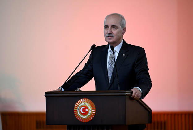 Turkish Parliament Speaker Numan Kurtulmus meets Luxembourg counterpart Claude Wiseler in Ankara ANKARA, TURKIYE - OCTOBER 22: Speaker of the Turkish Grand National Assembly (TBMM) Numan Kurtulmus (pictured) speaks during a joint press conference with President of Luxembourg s Chamber of Deputies Claude Wiseler at the Turkish parliament s ceremonial hall following their meeting in Ankara, Turkiye, on October 22, 2026. Rasit Aydogan Anadolu Ankara Turkey. Editorial use only. Please get in touch for any other usage.  Copyright: x2026xAnadoluxRasitxAydoganx