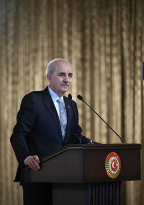 Turkish Parliament Speaker Numan Kurtulmus meets Luxembourg counterpart Claude Wiseler in Ankara ANKARA, TURKIYE - OCTOBER 22: Speaker of the Turkish Grand National Assembly (TBMM) Numan Kurtulmus speaks during a joint press conference with President of Luxembourg s Chamber of Deputies Claude Wiseler at the Turkish parliament s ceremonial hall following their meeting in Ankara, Turkiye, on October 22, 2026. Rasit Aydogan Anadolu Ankara Turkey. Editorial use only. Please get in touch for any other usage.  Copyright: x2026xAnadoluxRasitxAydoganx