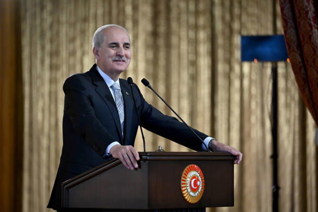 Turkish Parliament Speaker Numan Kurtulmus meets Luxembourg counterpart Claude Wiseler in Ankara ANKARA, TURKIYE - OCTOBER 22: Speaker of the Turkish Grand National Assembly (TBMM) Numan Kurtulmus speaks during a joint press conference with President of Luxembourg s Chamber of Deputies Claude Wiseler at the Turkish parliament s ceremonial hall following their meeting in Ankara, Turkiye, on October 22, 2026. Rasit Aydogan Anadolu Ankara Turkey. Editorial use only. Please get in touch for any other usage.  Copyright: x2026xAnadoluxRasitxAydoganx