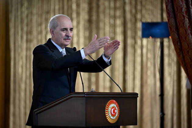 Turkish Parliament Speaker Numan Kurtulmus meets Luxembourg counterpart Claude Wiseler in Ankara ANKARA, TURKIYE - OCTOBER 22: Speaker of the Turkish Grand National Assembly (TBMM) Numan Kurtulmus speaks during a joint press conference with President of Luxembourg s Chamber of Deputies Claude Wiseler at the Turkish parliament s ceremonial hall following their meeting in Ankara, Turkiye, on October 22, 2026. Rasit Aydogan Anadolu Ankara Turkey. Editorial use only. Please get in touch for any other usage.  Copyright: x2026xAnadoluxRasitxAydoganx