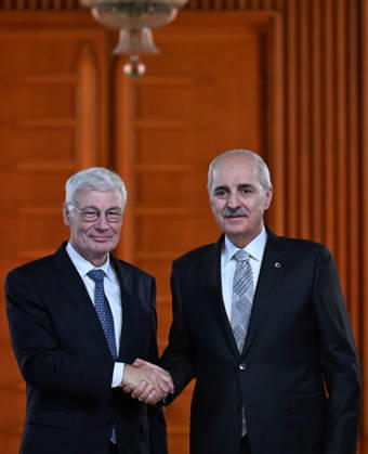 Turkish Parliament Speaker Numan Kurtulmus meets Luxembourg counterpart Claude Wiseler in Ankara ANKARA, TURKIYE - OCTOBER 22: Speaker of the Turkish Grand National Assembly (TBMM) Numan Kurtulmus (R) and President of Luxembourg s Chamber of Deputies Claude Wiseler (L) pose for a photo following the joint press conference at the Turkish parliament s ceremonial hall following their meeting in Ankara, Turkiye, on October 22, 2026. Rasit Aydogan Anadolu Ankara Turkey. Editorial use only. Please get in touch for any other usage.  Copyright: x2026xAnadoluxRasitxAydoganx