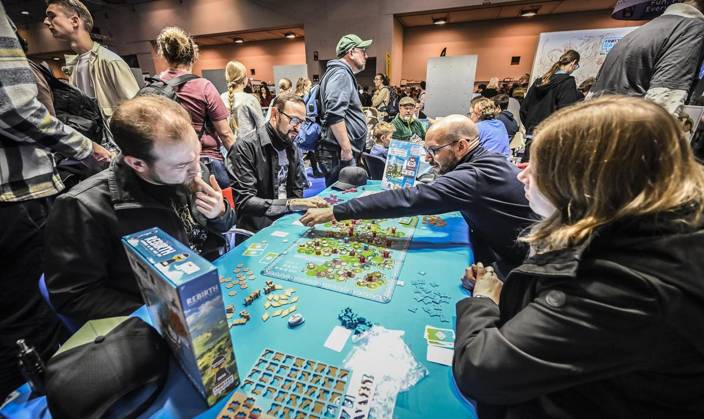 First Day of the Essen Game Fair SPIEL Essen will take place from October 22 to 25, 2026, at the Messe Essen exhibition grounds ** FOR EDITORIAL PURPOSES ONLY ** EDITORIAL USE ONLY ** p Game fair visitors play Rebirth on Thursday, October 10, 2026 First day of the Essen Game Fair SPIEL Essen will take place from October 22 Copyright: KerstinxKokoska doc8852wlt5seslqfynodx ,EDITORIAL USE ONLY Copyright: KerstinxKokoska