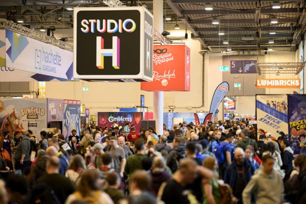 Visitors at the trade show, Hall 6, Studio H, on October 22, 2026, at the SPIEL Essen trade show, held from October 22–25, 2026, in Essen, Germany, at the Grugahalle