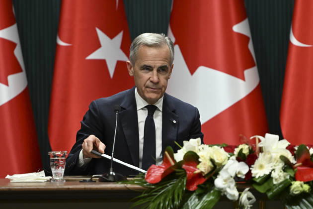 Erdogan and Carney hold joint press conference in Ankara ANKARA, TURKIYE - OCTOBER 22: Turkish President Recep Tayyip Erdogan (not seen) and Canadian Prime Minister Mark Carney hold a joint press conference following their meeting in Ankara, Turkiye on October 22, 2026. Dogukan Keskinkilic Anadolu Ankara Turkey. Editorial use only. Please get in touch for any other usage.  Copyright: x2026xAnadoluxDogukanxKeskinkilicx