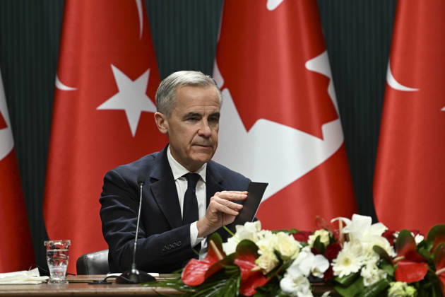 Erdogan and Carney hold joint press conference in Ankara ANKARA, TURKIYE - OCTOBER 22: Turkish President Recep Tayyip Erdogan (not seen) and Canadian Prime Minister Mark Carney hold a joint press conference following their meeting in Ankara, Turkiye on October 22, 2026. Dogukan Keskinkilic Anadolu Ankara Turkey. Editorial use only. Please get in touch for any other usage.  Copyright: x2026xAnadoluxDogukanxKeskinkilicx