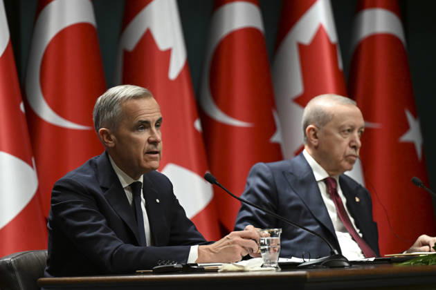 Recep Tayyip Erdogan - Mark Carney joint press conference in Ankara ANKARA, TÜRKIYE - OCTOBER 22: Turkish President Recep Tayyip Erdogan and Canadian Prime Minister Mark Carney hold a joint press conference following their meeting at the Presidential Complex in Ankara, Turkiye on October 22, 2026. Dogukan Keskinkilic Anadolu Ankara Turkey. Editorial use only. Please get in touch for any other usage.  Copyright: x2026xAnadoluxDogukanxKeskinkilicx