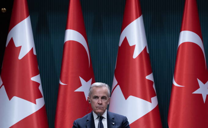 October 22, 2026, Ankara, Turkey: Prime Minister Mark Carney sits on stage and listens during a joint news conference with Turkish President Recep Tayyip Erdogan in Ankara, Turkey on Thursday, Oct. 22, 2026. Ankara Turkey  - ZUMAc35_ 20261022_zaf_c35_060 Copyright: xAdrianxWyldx
