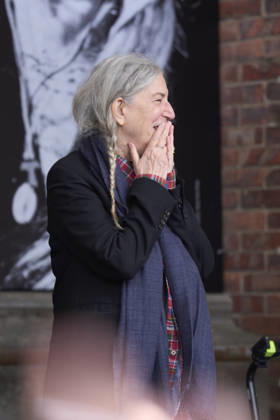 October 22, 2026, Oviedo, Asturias, Spain: Patti Smith attended a tribute in her honour where more than 3,000 people sang along to People Have the Power at Fabrica de Armas de La Vega on October 22, 2026 in Oviedo, Spain Oviedo Spain - ZUMAg15_ 20261022_zaf_g15_041 Copyright: xJackxAbuinx