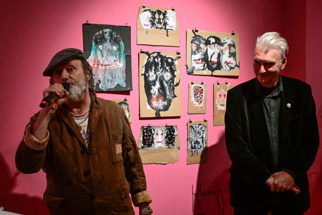 British artist David Tibet (left) presents his visual work - exhibition Hallucinate, Children in DOX Centre for Contemporary Art in Prague, Czech Republic, October 22, 2026. (CTKxPhoto RomanxVondrous) CTKPhotoP2026102206193  CTKPhotoP2026102206193