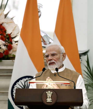 Poland PM Donald Tusk in India New Delhi, Oct 22 (ANI): Prime Minister Narendra Modi speaks during the Joint Press Statement with his Polish counterpart Donald Tusk (unseen) at Hyderabad House, in New Delhi on Thursday. NEW DELHI Delhi India Copyright: xANIx ANI_20261022111