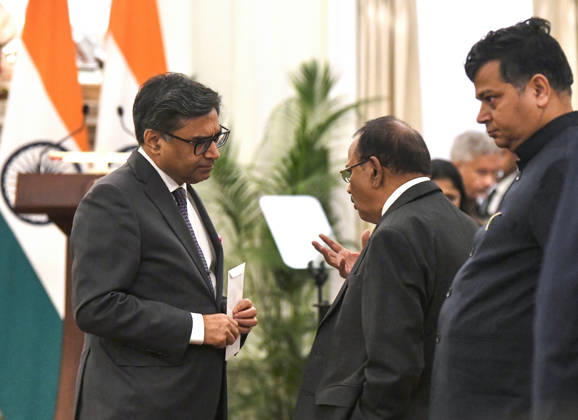 NSA Ajit Doval at Hyderabad House New Delhi, Oct 22 (ANI): NSA Ajit Doval speaks with Foreign Secretary Vikram Misri before the joint press statement between Prime Minister Narendra Modi and Polish Prime Minister Donald Tusk at Hyderabad House, in New Delhi on Thursday. NEW DELHI Delhi India Copyright: xANIx ANI_20261022402