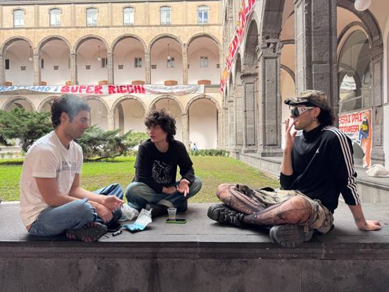 October 22, 2026, Naples, Italy: NAPLES, ITALY Ã¢â‚¬ OCTOBER 22, 2026: Students of the Collettivo autorganizzato universitario (CAU, the Self-Organised University Collective), together with Ecologia Politica Napoli (Ecopol), are occupying the Porta di Massa site of the University of Naples Federico II, which they took over on October 21. Francesco, a spokesperson for the collective, said: We are occupying our site against high rents, against the cost of living and for a right to study that is truly possible for everyone. A banner at the entrance presents the occupation as a step towards the October 30 general strike. The occupation came as the university announced that, from October 22 and until further notice, ordinary teaching woul  - ZUMAq101 20261022_zna_q101_109 Copyright: xAlessiaxCoccax