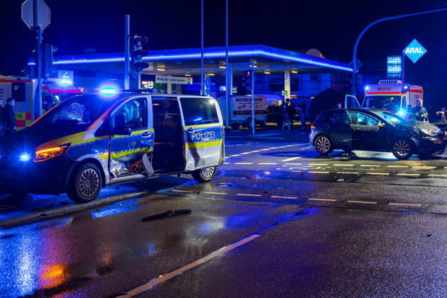 Patrol Car and VW Golf Collide; Two People Suffered Minor Injuries O