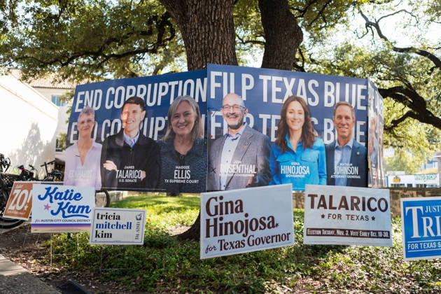 Midterm polling location Illustration - Austin AJ This photo is an illustration of polling location with posters of the differents candidates during the early voting in Texas for the midterm elections in Austin, Texas, United States (USA) on October 22, 2026. Democrat James Talarico is facing Republican and Texas Attorney General Ken Paxton in a race for one of Texas s US Senate seats. No Democrat has won statewide office in the conservative southern state since 1994, and Donald Trump carried Texas by nearly 14 percentage points in the 2024 presidential election. Photo by Alexis Jumeau ABACAPRESS.COM Austin Texas  Copyright: xJumeauxAlexis ABACAx