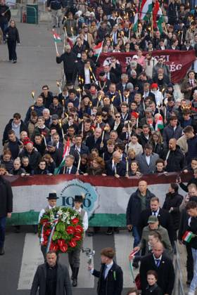 October 22, 2026, Budapest, Hungary: March of the Hungarian Prime Minister s party (Tisza Party) on the eve of the October 23 national holiday, commemorating the 70th anniversary of the 1956 Hungarian Revolution. October 23, 2026, marks the historic 70th anniversary of the 1956 Hungarian Revolution, a nationwide uprising against Soviet occupation and oppressive communist rule. This landmark anniversary is being observed through massive, solemn, and highly modernized nationwide commemorations across Hungary. Budapest Hungary - ZUMAp159 20261022_int_p159_501 Copyright: xPPANKx