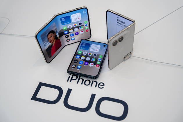 First Day on sale of IPhone Duo in Hong Kong iPhone DUO on display at an Apple Store on October 22, 2026 in Hong Kong. The iPhone DUO is Apple INC.™s first foldable phone, today is the first day the new iPhone DUO is available to the public. (Photo by Vernon Yuen Nexpher Images) HONG KONG HONG KONG