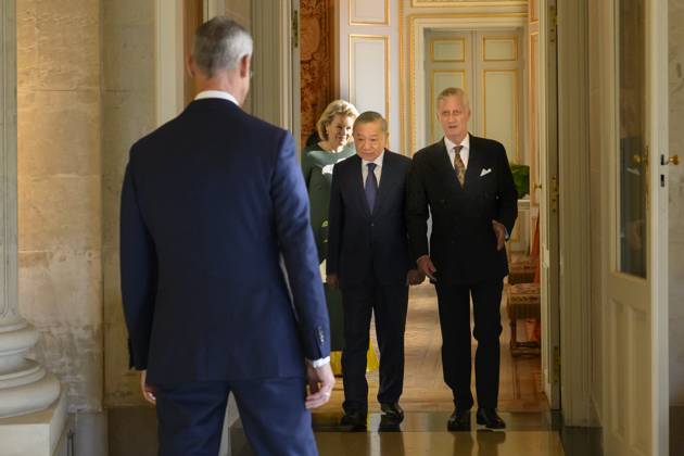 HRH the King Receives To Lam President Of Vietnam LAEKEN, BELGIUM - His Excellency To Lam pictured with King Philippe of Belgium during their visit to the Laeken Palace on October 23, 2026 in Laeken, Belgium, 23 10 2026 Laeken Belgium  Copyright: xPhilipxReynaersx