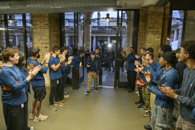 October 23, 2026, London, London, UK: London, UK. Customers enter the Apple Covent Garden store for the sale of the Apple iPhone Duo, the companyâ€⠢s first foldable iPhone. Opened, it is the thinnest iPhone ever, with a 7.6-inch inner display that provides a large canvas for viewing content, gaming, and multitasking, and a special nano-texture finish that minimises glare for an unparalleled viewing experience. Closed, the 5.4-inch outer display delivers 90 percent of the screen area of iPhone 18 Pro in a compact, pocketable design. London UK - ZUMAl94_ 20261023_zaf_l94_009 Copyright: xRayxTangx