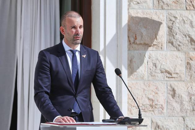 Sveti Stefan, Montenegro, October 22, 2026—The Chancellor’s trip abroad for the Berlin Process Summit; press conference with Montenegro’s Prime Minister Milojko Spajic Copyright: xdtsxNachrichtenagenturx dts_140294