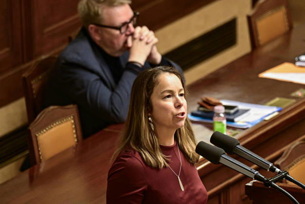 MP Michaela Sebelova (STAN) speaks at the Chamber of Deputies session, in Prague, Czech Republic, on October 23, 2026. (CTKxPhoto RomanxVondrous) CTKPhotoP2026102302769  CTKPhotoP2026102302769