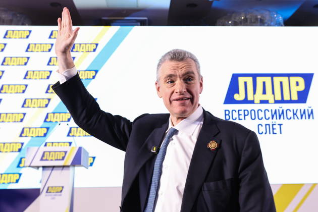 RUSSIA, MOSCOW - OCTOBER 23, 2026: Chairman Leonid Slutsky takes part in an All-Russian Convention of the Russian Liberal Democratic Party (LDPR) held to sum up the recent 2026 Russian parliamentary elections and outline the directions in the party s development for years to come Moscow Russia - ZUMAt113 20261023_zaa_t113_060 Copyright: xMikhailxSinitsynx