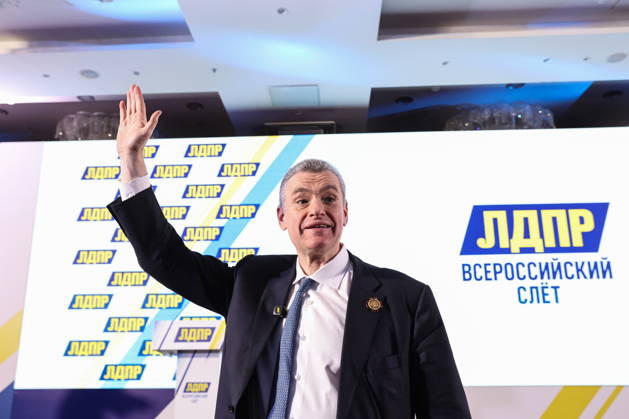 RUSSIA, MOSCOW - OCTOBER 23, 2026: Chairman Leonid Slutsky takes part in an All-Russian Convention of the Russian Liberal Democratic Party (LDPR) held to sum up the recent 2026 Russian parliamentary elections and outline the directions in the party s development for years to come Moscow Russia - ZUMAt113 20261023_zaa_t113_061 Copyright: xMikhailxSinitsynx