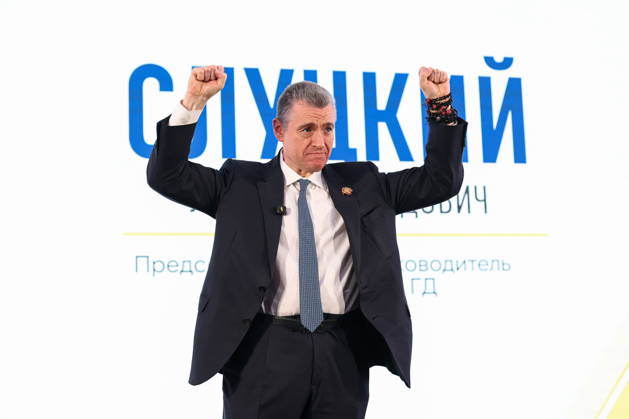 RUSSIA, MOSCOW - OCTOBER 23, 2026: Chairman Leonid Slutsky gestures during an All-Russian Convention of the Russian Liberal Democratic Party (LDPR) held to sum up the recent 2026 Russian parliamentary elections and outline the directions in the party s development for years to come. Mikhail Sinitsyn TASS  99804742