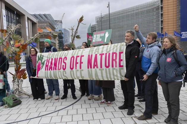 Hands off Nature Brussels, 23 10 2026 : Manifestation , Hands off Nature in the presence of Commissioner Jessika Roswall. Credit : Content Curation . Brussels Belgium  Copyright: xContentxCurationx ContentxCurationx