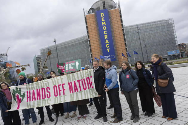 Hands off Nature Brussels, 23 10 2026 : Manifestation , Hands off Nature in the presence of Commissioner Jessika Roswall. Credit : Content Curation . Brussels Belgium  Copyright: xContentxCurationx ContentxCurationx