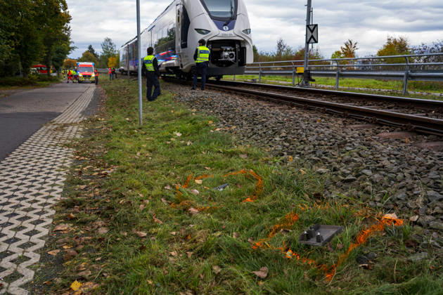Car collides with train Car collides with train Fritzlar railroad crossing Pappelallee Hesse Germany